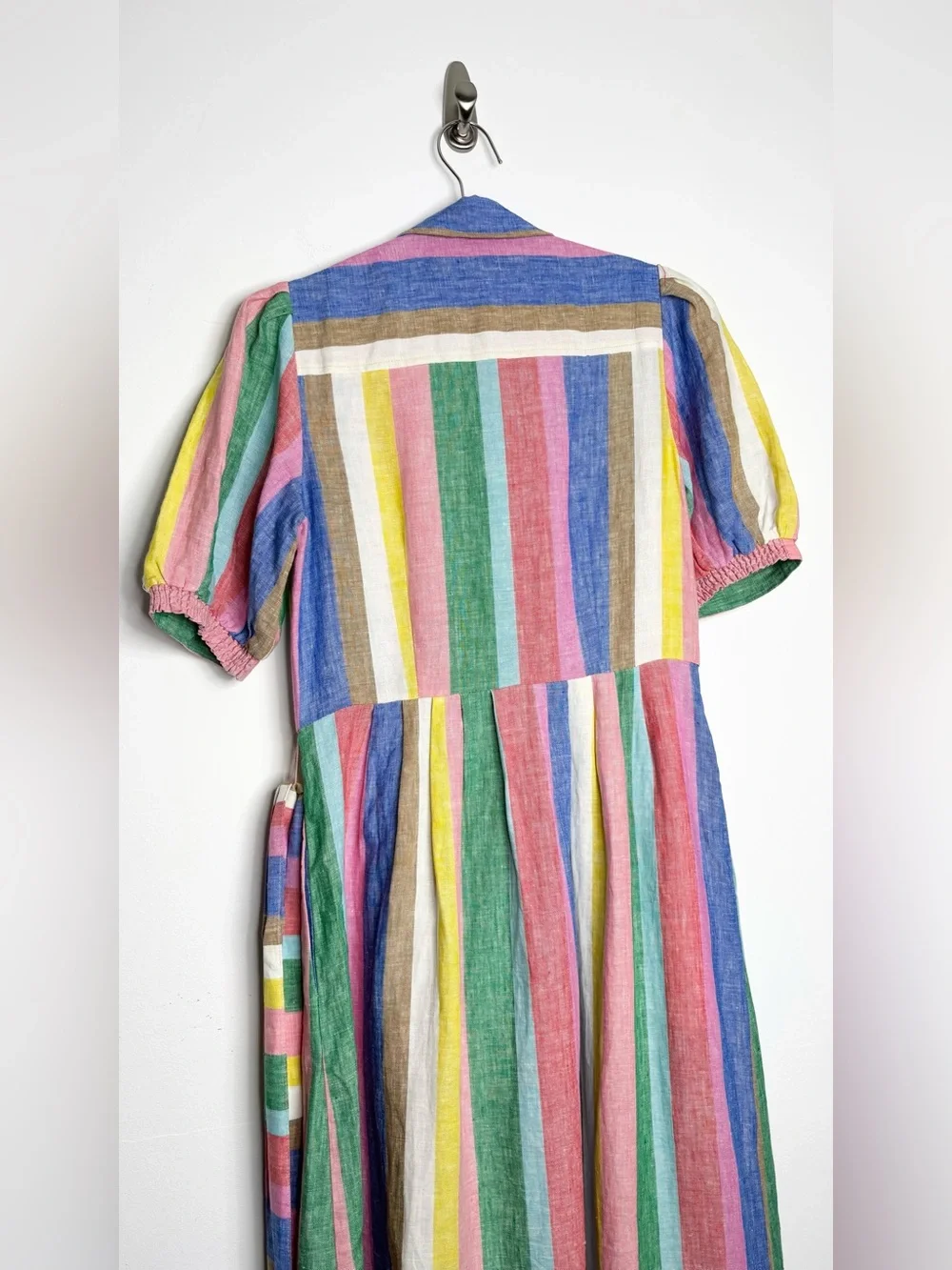 Boden Alexa Stripe Linen Maxi Shirt Dress Pink Multi Size 6R - Picture 12 of 16